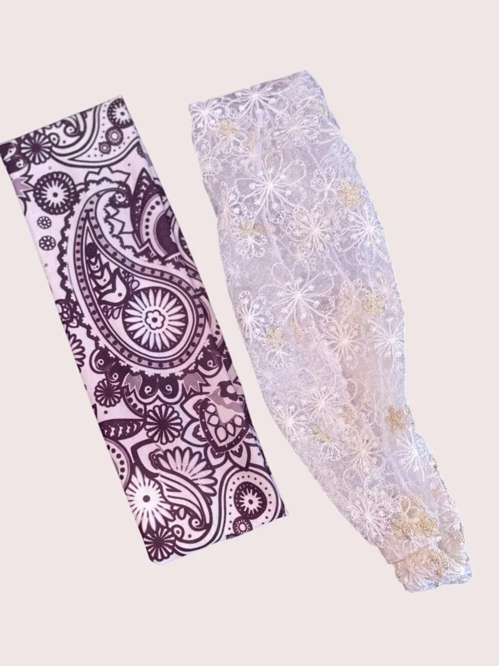 Fabric Headband Elastic Back Wear Wide Thin Hair Accessory Black White Paisley &